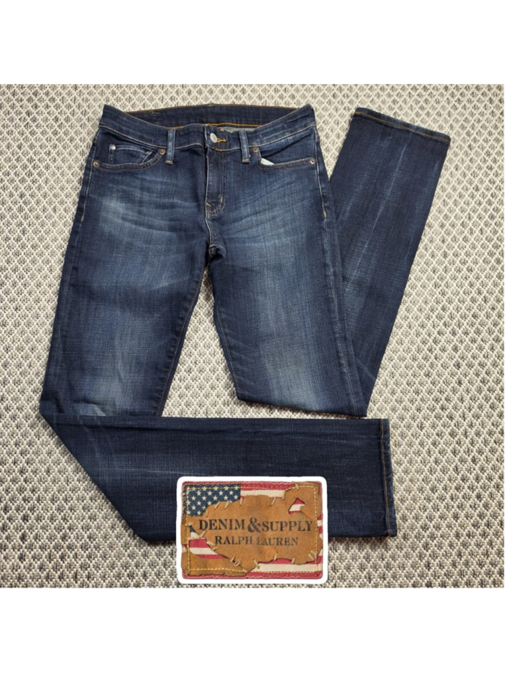 Denim & Supply Ralph Lauren Womens Straight Jeans Dark Wash American Flag 29x32